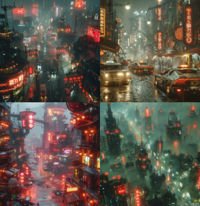 AI image generator prompt:A cyberpunk-style city